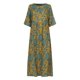 thumbnail image 4 of ICHUANYI Clearance Women Plus Size CasualPrinted Round-Neck Loose Knee-Length Dres(Green, XL) ICHUANYI WER2023080907074, 4 of 4