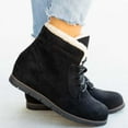 thumbnail image 4 of YUNAFFT Women's Boot Clearance, Autumn Winter Women Plus Size Casual Flat Short Cross Tied Plus Velvet Boots, 4 of 6