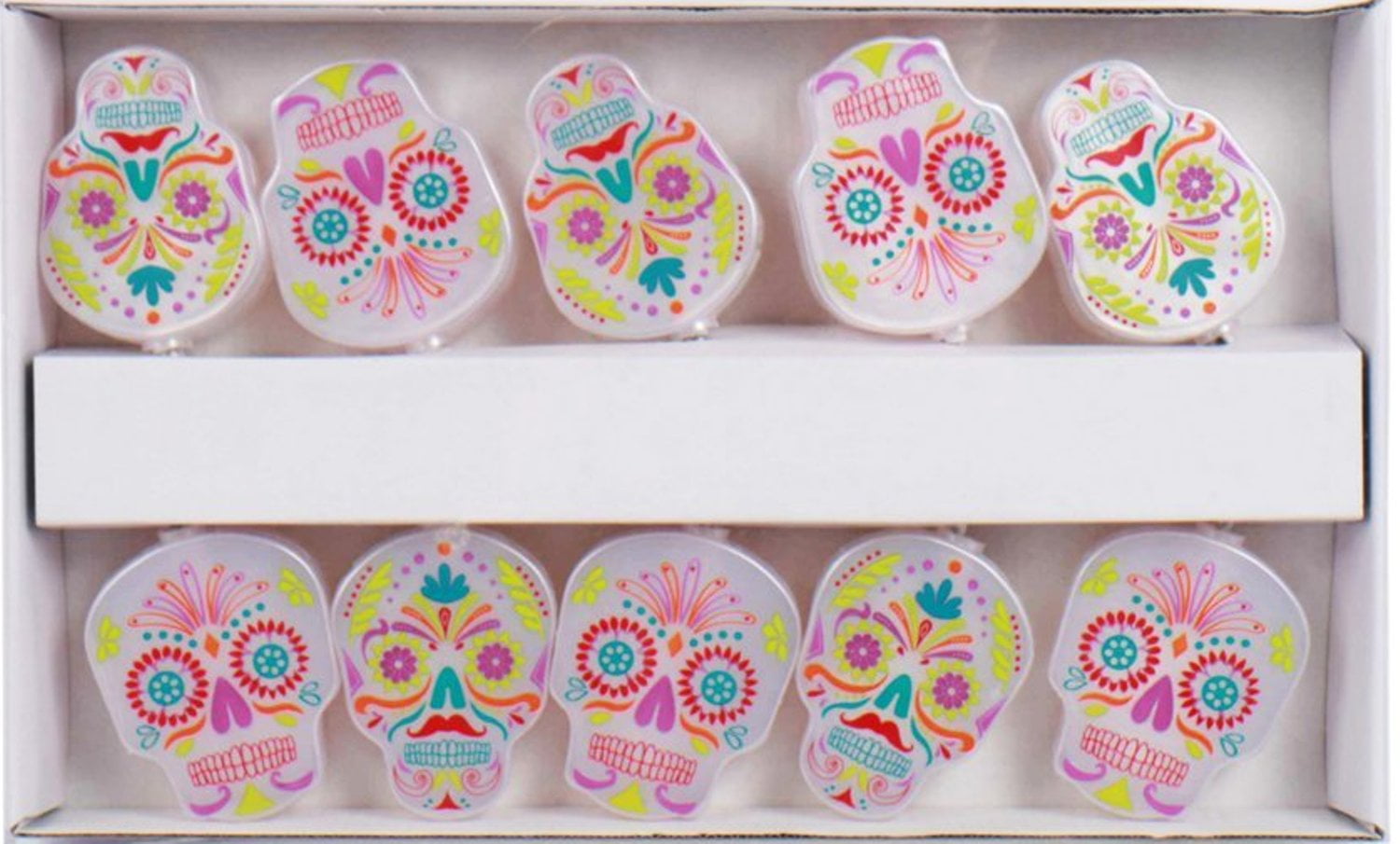 Day of the Dead Skeleton Heads Electric String Lights Indoor or Outdoor Day Of The Dead String Lights