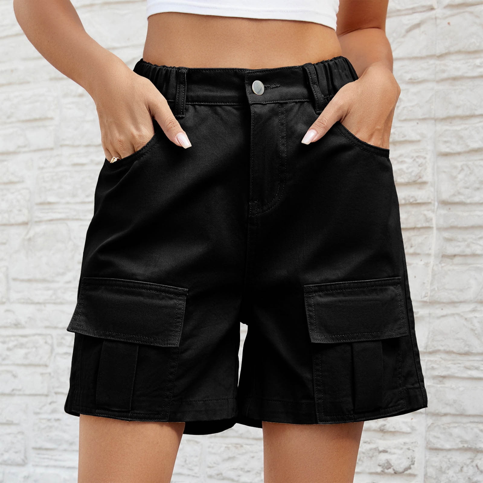 Pxkloy Denim Shorts Women Summer Casual Loose Fit Outdoor Cargo