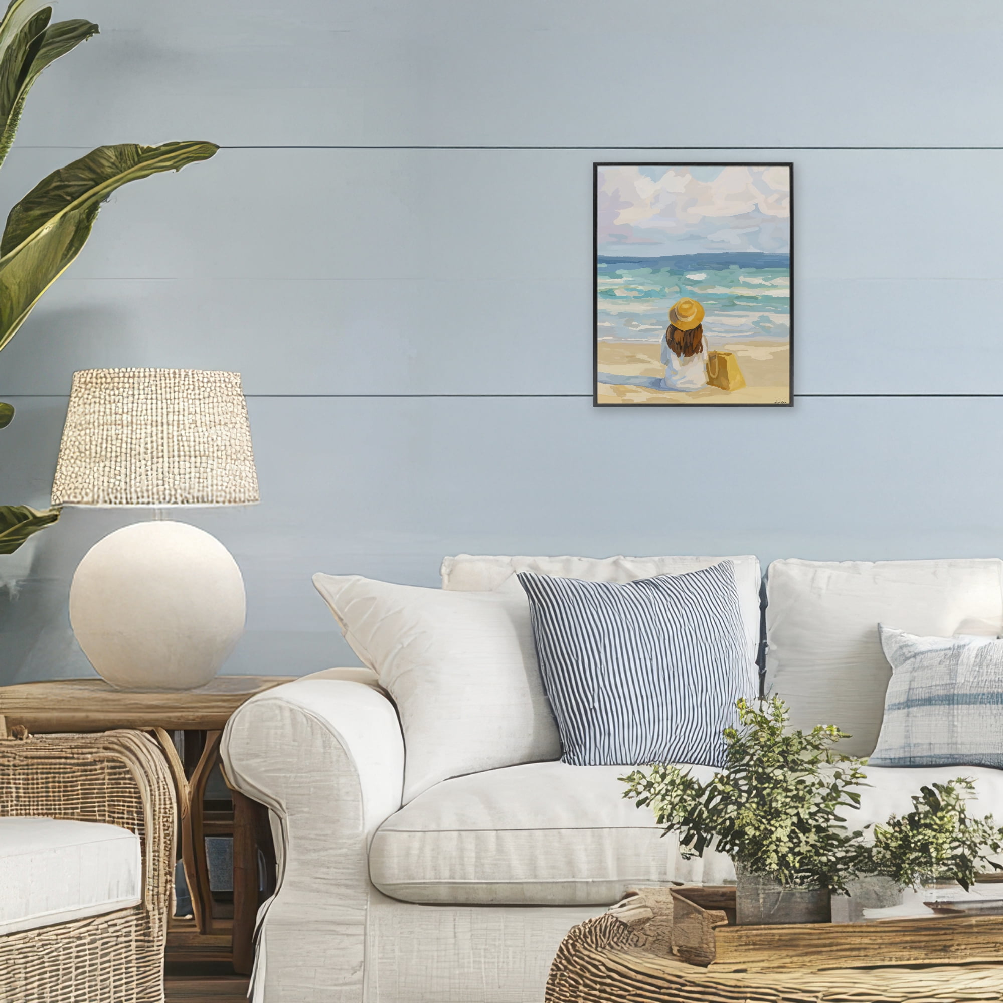 Stupell Industries Peaceful At The Beach Black Framed Giclee Art, design by Amelia Noyes