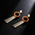 thumbnail image 3 of Pendientes largos con borlas de aleación de diamantes de imitación para mujer, joyería moderna con forma de gota (rojo), 3 of 5
