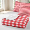 thumbnail image 4 of Manfei Geometric Check Bed Spread Queen,Classic Plaid Queen Coverlet Set,Red,3 Pieces,1 Quilt and 2 Pillowcases, 4 of 7