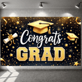 thumbnail image 6 of Gold Accent Graduation Banner Navy Blue Congrats Backdrop Graduation Cap Diploma Scroll Grad Display for Graduation Party College Graduation Grad Ceremony, 6 of 9
