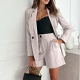 thumbnail image 7 of Oplxuo 2 Piece Set Women Outfit Summer Cotton Linen Business Casual Outfits Lightweight Blazer and High Waisted Shorts Set, 7 of 7