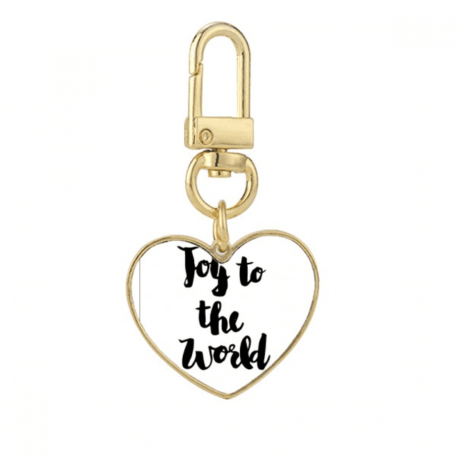 Alegria para el mundo quote Style Llavero de metal en forma de corazón dorado