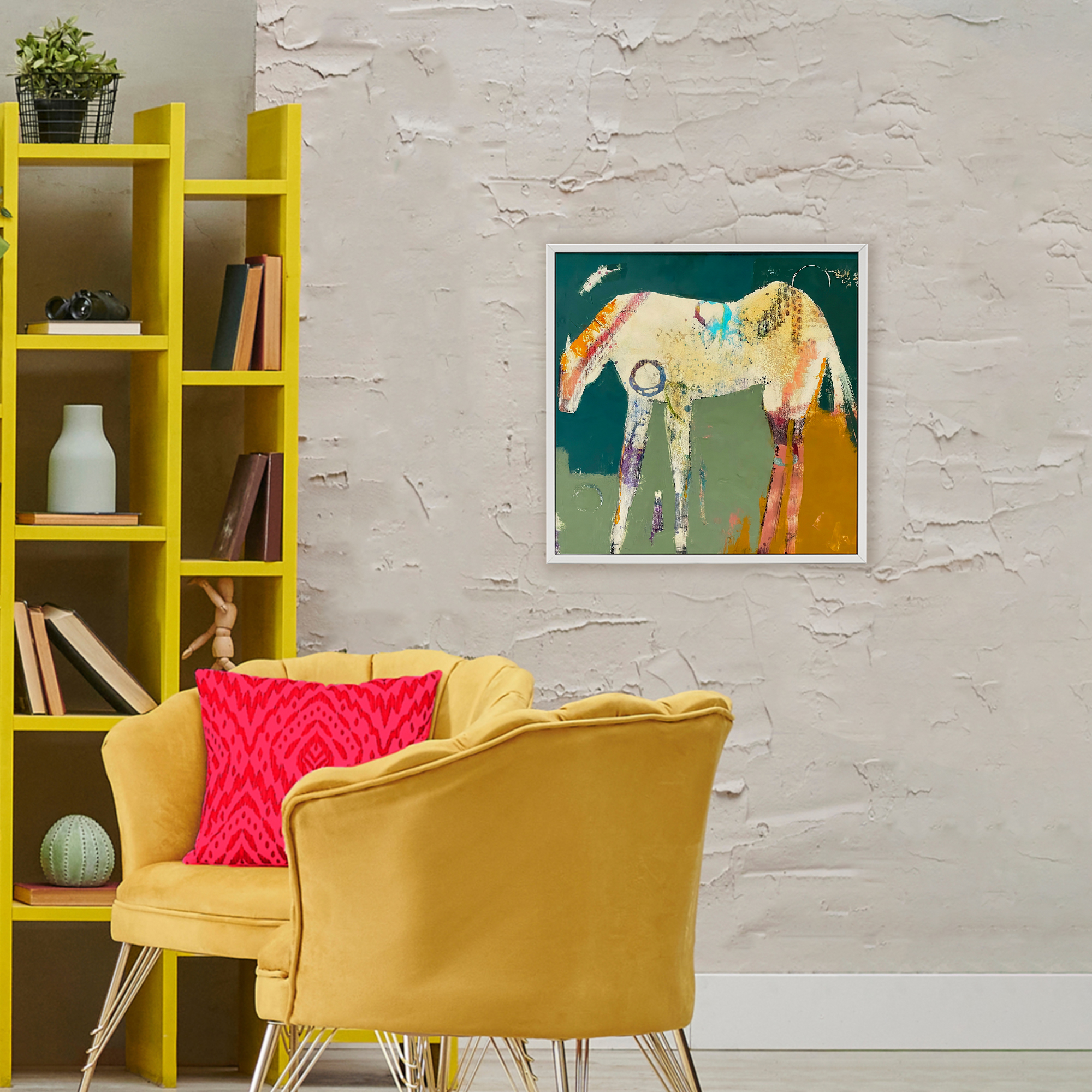 Into The Mystic Horse White Framed Giclee Art, design by Dianna Fritzler