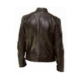thumbnail image 4 of Frontwalk Men Outwear Stand Up Neck Coat Long Sleeve Jacket Sport Casual Overcoats PU Leather Brown M, 4 of 4