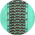 thumbnail image 1 of Ahgly Company Indoor Round Abstract Turquoise Blue Modern Area Rugs, 6' Round, 1 of 4