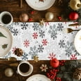 thumbnail image 3 of Burlap Table Runner 70 Inches Long,Christmas Snowflakes White Red Winter Falling Snow Seamless Non-Slip Kitchen Table Runners for Dining Room Everyday Use Party Table Decorations, 3 of 9
