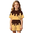 thumbnail image 4 of Bobifish Toddler Girls Summer Beach Outfit Sets Ice Cream Dripping Chocolate Print Short Sleeve Tee+Shorts Children Girls Sets, 4 of 4