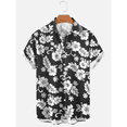 thumbnail image 4 of Camisa hawaiana de lujo para hombre, informal, con estampado de flores en 3D, mangas cortas, talla grande, con múltiples elementos, cuello abatible y botones, 4 of 5