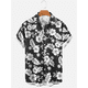 thumbnail image 4 of Camisa hawaiana de lujo para hombre, informal, con estampado de flores en 3D, mangas cortas, talla grande, con múltiples elementos, cuello abatible y botones, 4 of 5