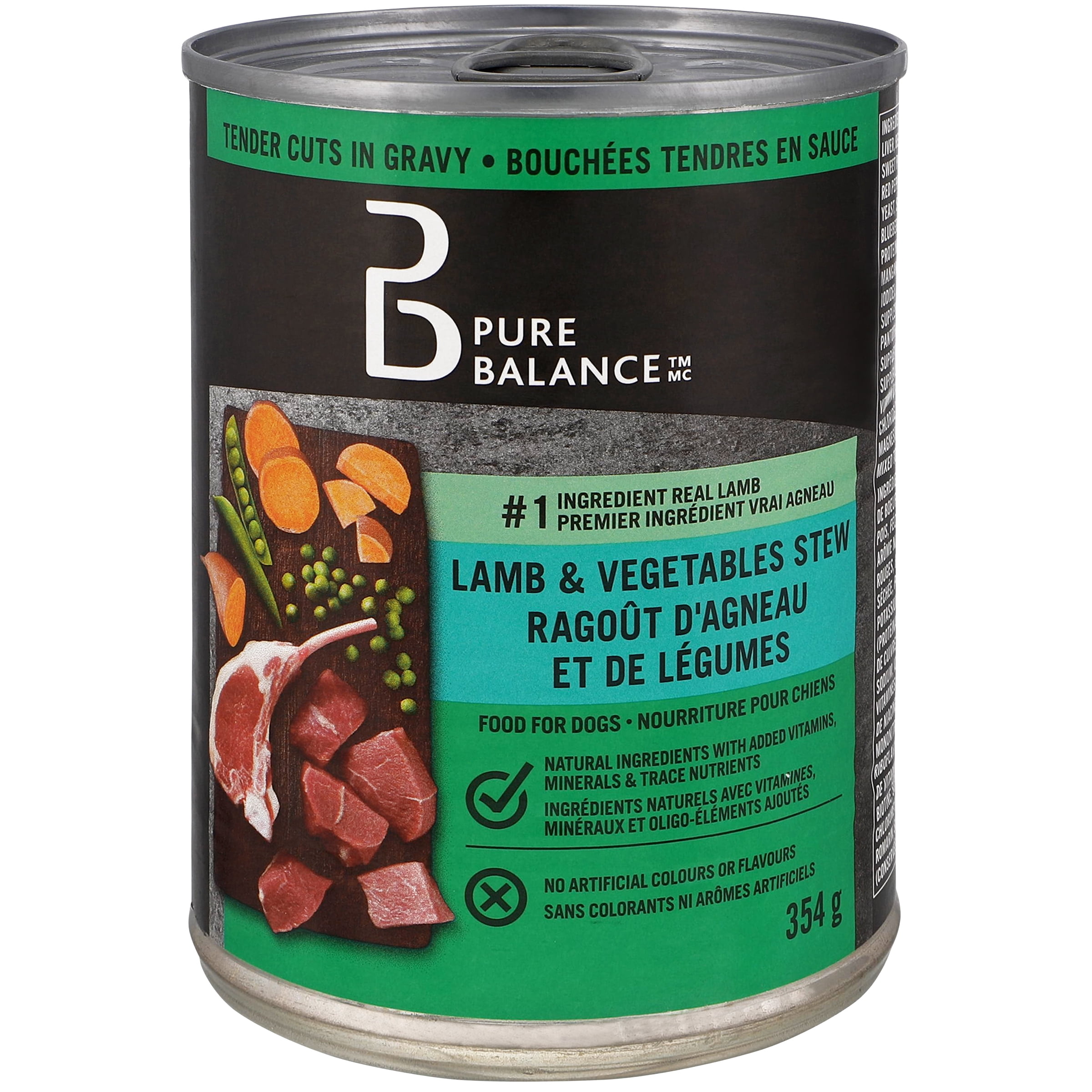 Pure Balance Lamb & Vegetables Stew Tender Cuts in Gravy Wet Dog Food, 354 g Can, PB Lamb & Vegetables - 354 g - Single