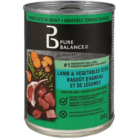 Pure Balance Lamb & Vegetables Stew Tender Cuts in Gravy Wet Dog Food, 354 G Can