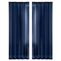 (Clearance) pdqouc Navy Sheer Curtains 55x102 Inches Length 2 Panels Set, Sheer White Curtains Light Filtering Rod Pocket Window Sheer Curtain Panels, Elegant Curtains & Drapes for Bedroom