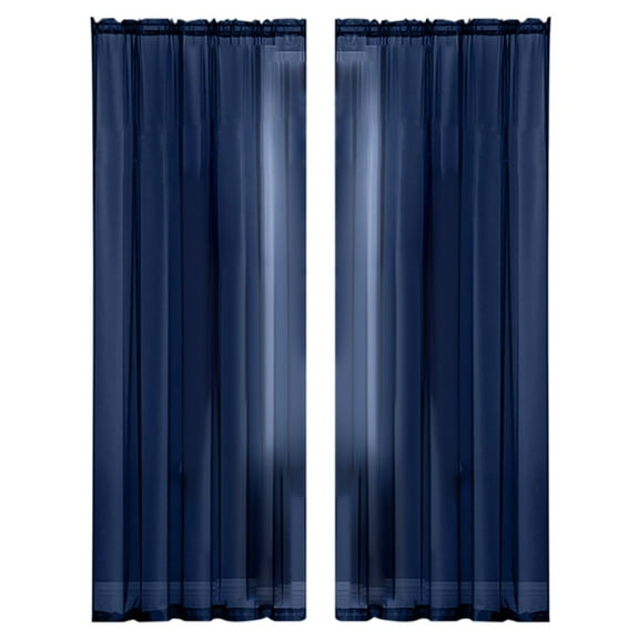 (Clearance) pdqouc Navy Sheer Curtains 55x102 Inches Length 2 Panels Set, Sheer White Curtains Light Filtering Rod Pocket Window Sheer Curtain Panels, Elegant Curtains & Drapes for Bedroom
