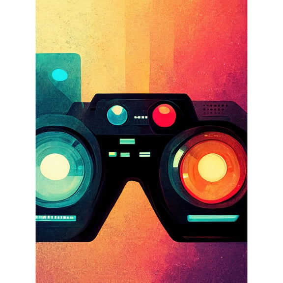Rainbow Retro Goggle Headset 3D Tech Futuristic Gadget Unframed Wall Art Print Poster Home Decor