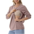thumbnail image 2 of FRSASU Nursing Sweatshirt Long Sleeve Round Neck Breastfeeding Shirts Zipper Maternity Pumping Tops Pregnancy Cotton Pullover Khaki, 2 of 9