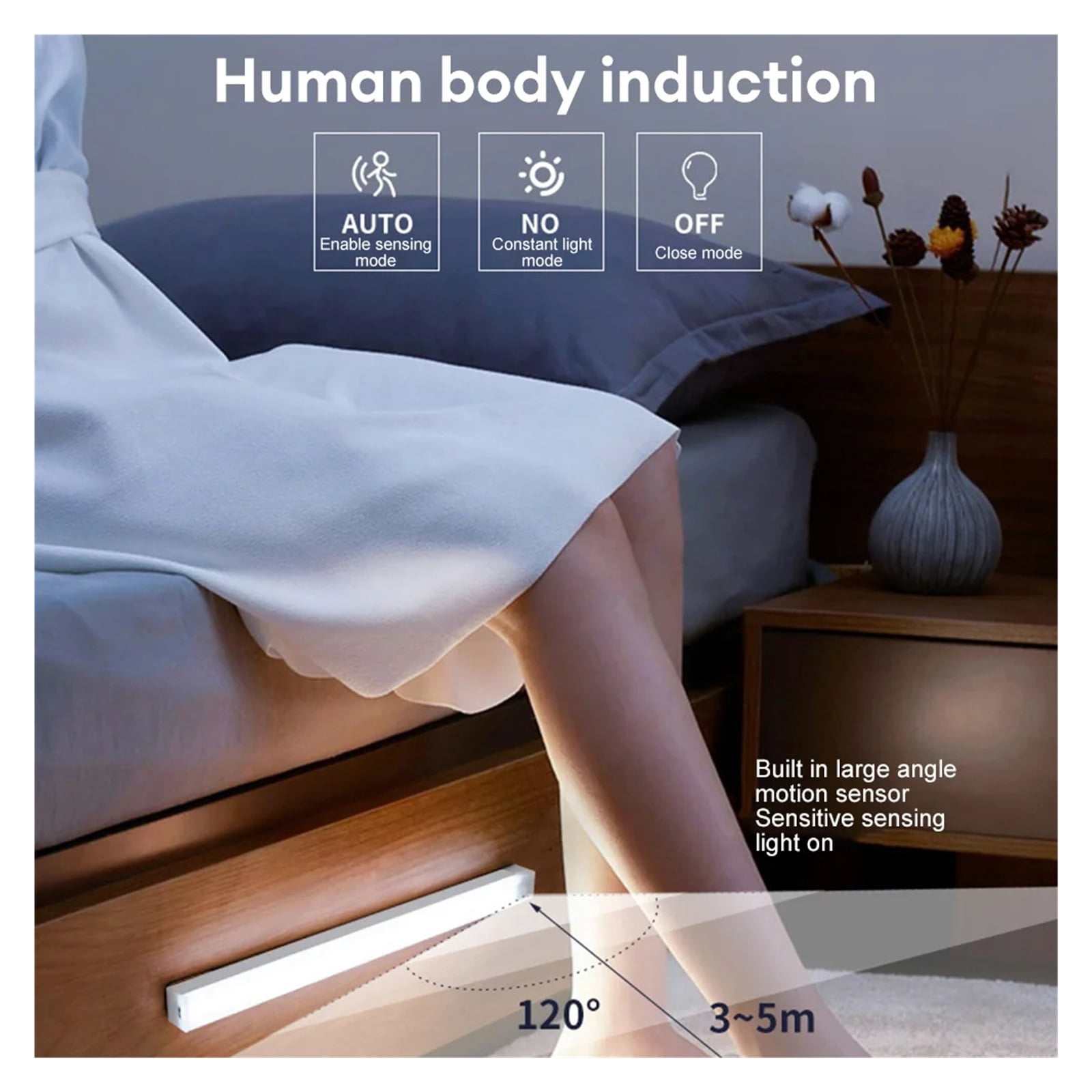 Motion Sensor Light Wireless LED Night Light, Bedroom Decoration Light Wall Stairs Kitchen Cabinet Wardrobe Corridor Light