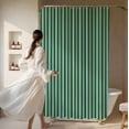 thumbnail image 2 of Cortina de ducha a rayas - Rayas verdes y verde azulado - Decoración moderna y colorida para el hogar - Cortina de ducha de tela para cualquier baño - 180 x 180 cm (rayas verdes y verde azulado), 2 of 5