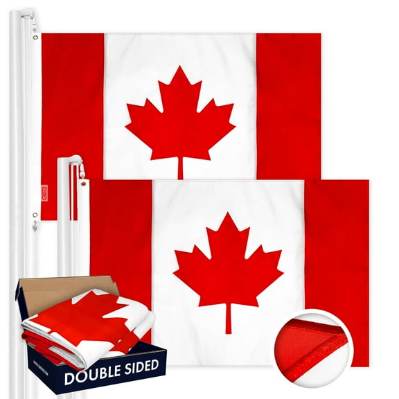 G128 2 Pack: Canada Canadian Flag | 2.5x4 Ft | Double ToughWeave Series Double Sided Embroidered 210D Polyester | Country Flag, Embroidered Design, Indoor/Outdoor, Brass Grommets, Heavy Duty, 3-ply