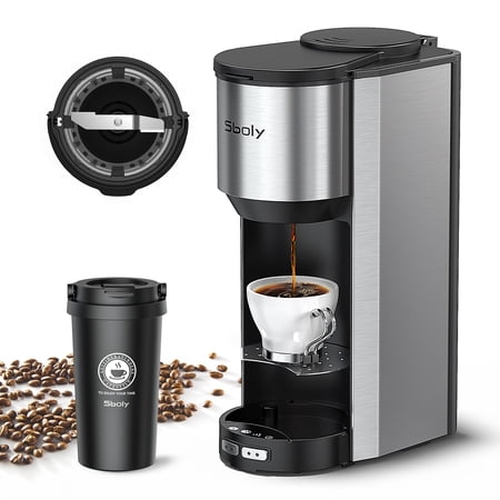 Coffee & Espresso Machine Single-Serve Coffeemaker Grinding and brewing in one With Mug  Black