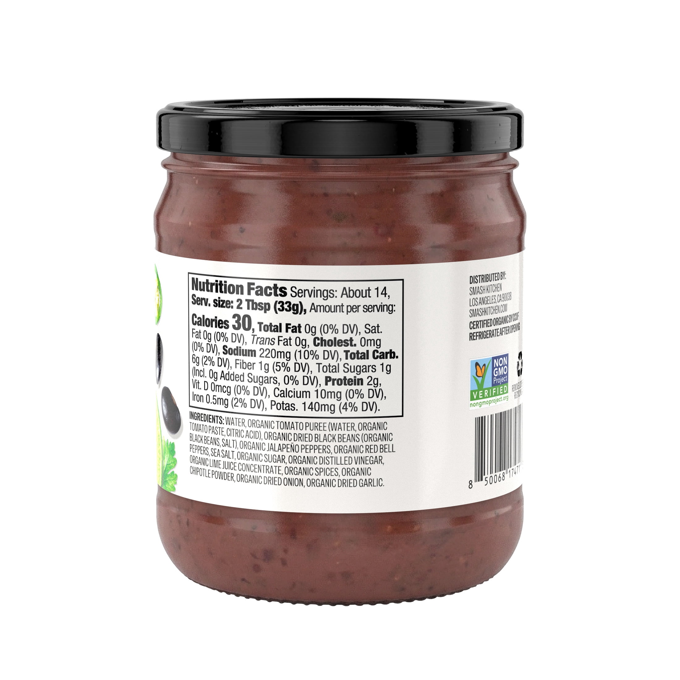 (2 pack) Smash Kitchen Organic Mild Black Bean Salsa Dip, 16 oz