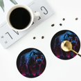 thumbnail image 4 of Zufioo Futuristic Purple Panther Print Leather Coaster Set, Decorative PVC Coasters 4-pack - Scald and Stain-resistant, Suitable for Home, Cafes, Restaurants-Round Shape, 4 of 6