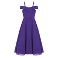 thumbnail image 2 of TiaoBug Flower Girls Chiffon Junior Bridesmaid Dress Off Shoulder A Line Gown, 2 of 5