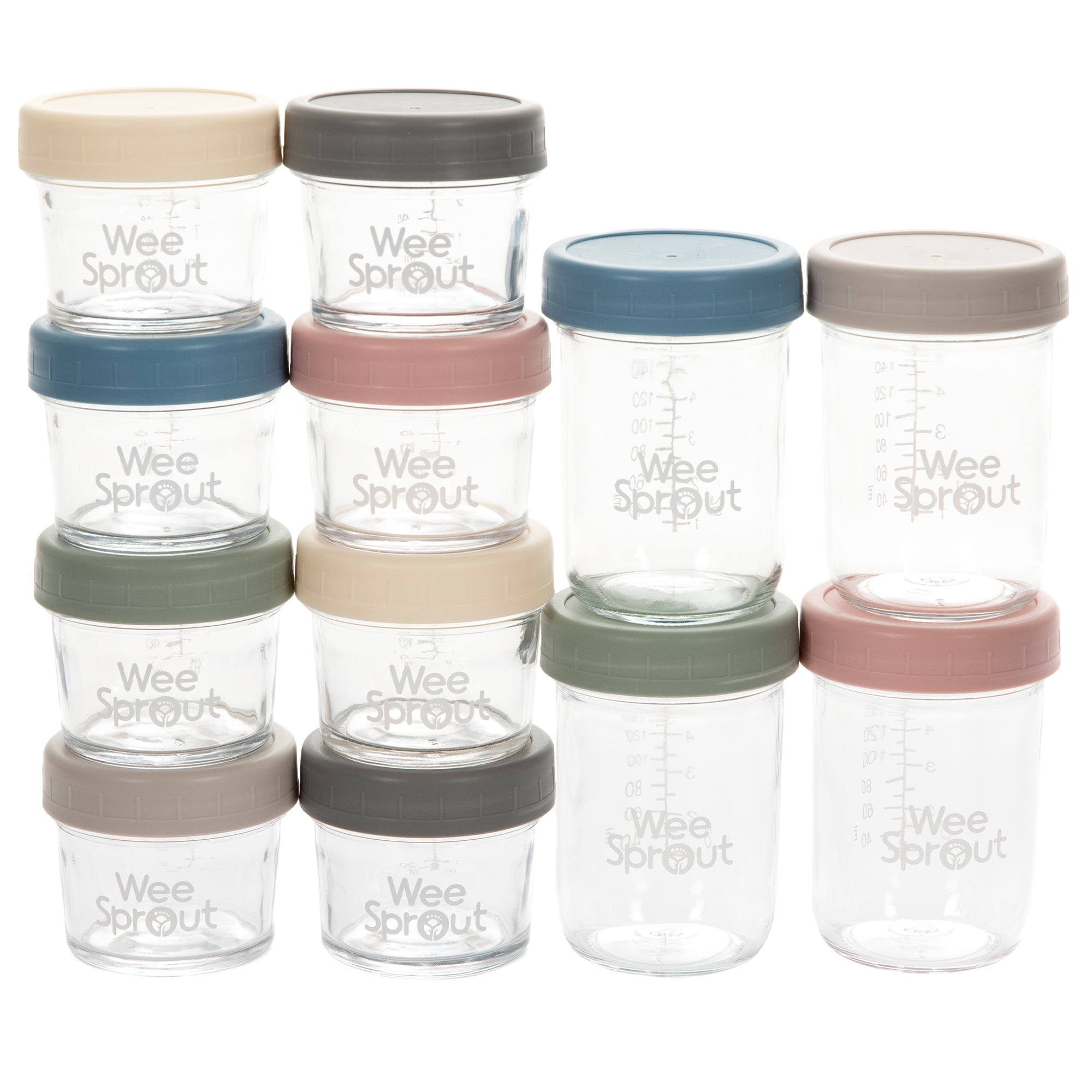 WeeSprout Glass Baby Food Storage Jars w/Lids (4 oz,12 Pack) –Reusable with  Lids –Snack, Breast Milk Storage Containers for Fridge – Freezer 