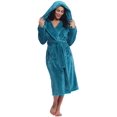 thumbnail image 1 of Women Plush Fleece Robe Long Warm Bathrobe Shawl Collar/Hood, 1 of 6