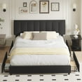 thumbnail image 3 of VECELO Upholstered Bed Frame with 4 Storage Drawers, King Size Modern Platform Bed Frame with Adjustable Headboard, No Box Spring Needed, Black, 3 of 8