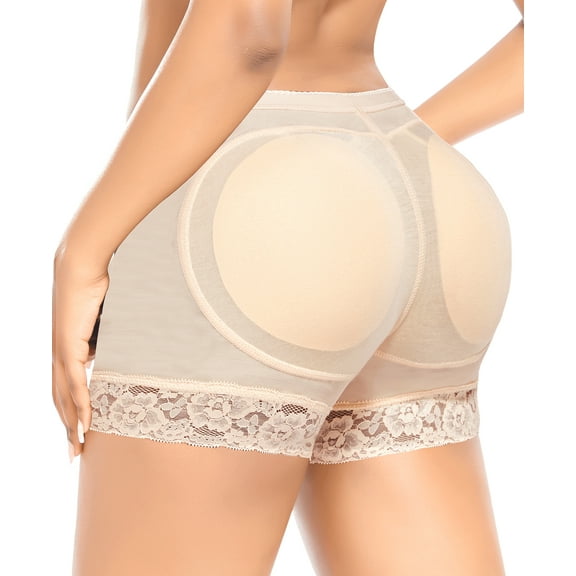 Padded Underwear for Women Butt Lifter Seamless Booty Pads Butt Enhancer Panties Lace Shapewear Boyshorts