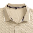 thumbnail image 7 of Zivyakyro Fall Polos for Men Collared Button Casual Long Sleeve Breathable Jacquard Shirts Loose Textured Khaki M, 7 of 7
