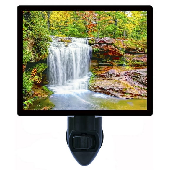 Night Light - Hidden Waterfall. | Waterfall Theme, Includes Free Switchable Insert, 4W Bulb, E12 Base