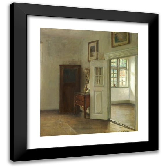 Carl Holsøe 12x13 Black Modern Framed Museum Art Print Titled - Interior with Open Door