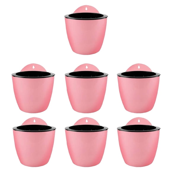 Inteprter 7 unids/set maceteros de plástico elegantes y elegantes para colgar en la pared resina Premium autorriego Jardín y Patio rosa 110