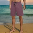 thumbnail image 2 of Men Summer Shorts Casual Fashion Solid With Pocket Elastic Waist Short Pants, 2 of 7