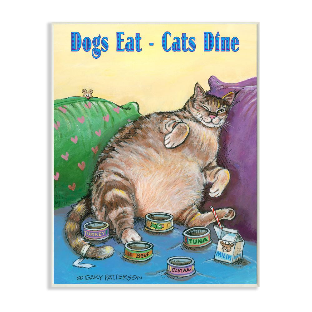 Stupell Industries Dogs Eat Cats Dine Funny Cartoon Pet Design Wall Plaque  by Gary Patterson 