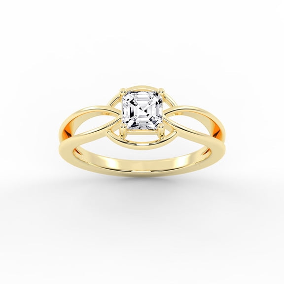 1.20 CTW Square Moissanite Split Double Band Engagement Ring Sterling Silver Everday Gift for Women