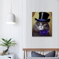 thumbnail image 3 of ONETECH Grey Cat With Blue Top Hat and Moustache Art Print Poster by Fab Funky 16\x20\, 3 of 4