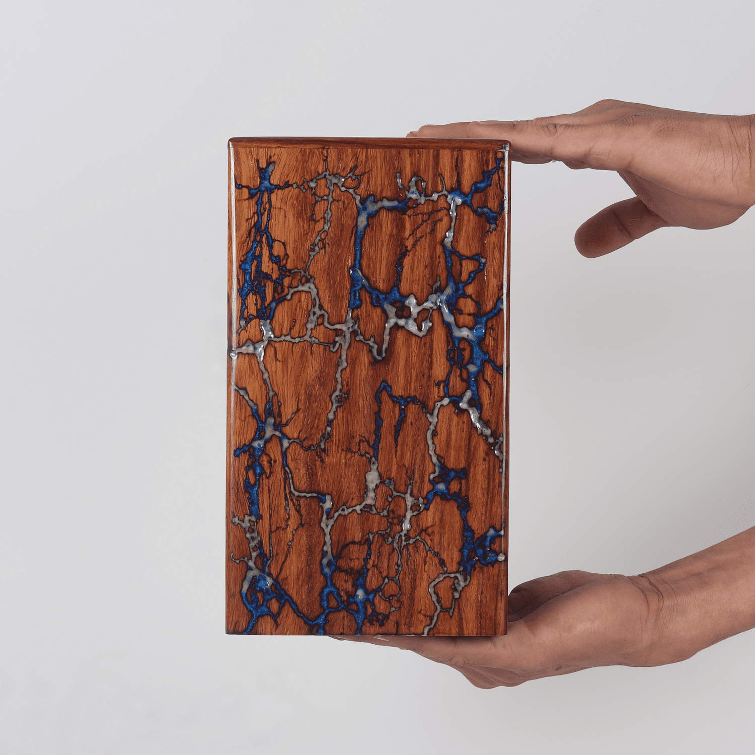 Creation India Craft Handcrafted Wooden Urns for Human Ashes, Memorial Urns, Cremation Urns for Adults & Pet, Decorative Memorial, Funeral Urn - Antique Lichtenberg Fractal & Epoxy Resin (Small)