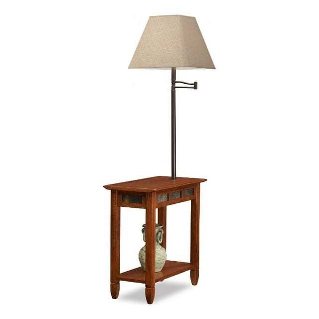 Leick Furniture Favorite Finds Slate Wood Chairside Lamp End Table in Rustic Brown