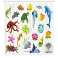 thumbnail image 3 of Ambesonne Marine Shower Curtain, Sea Animals Octopus Fish, 69"Wx70"L, Multicolor, 3 of 3