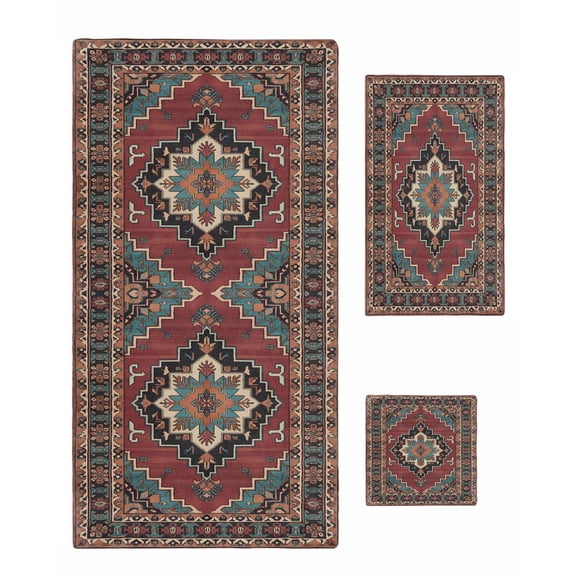 Aztec Southwest Bath Towels for Bathroom Set,Luxury Microfiber Towels Gifts for Women,Quick Dry Beach Hand Hair Face Towel and Dish Washcloth,Red Brown Boho Chic Abstract Geometric Towels Set