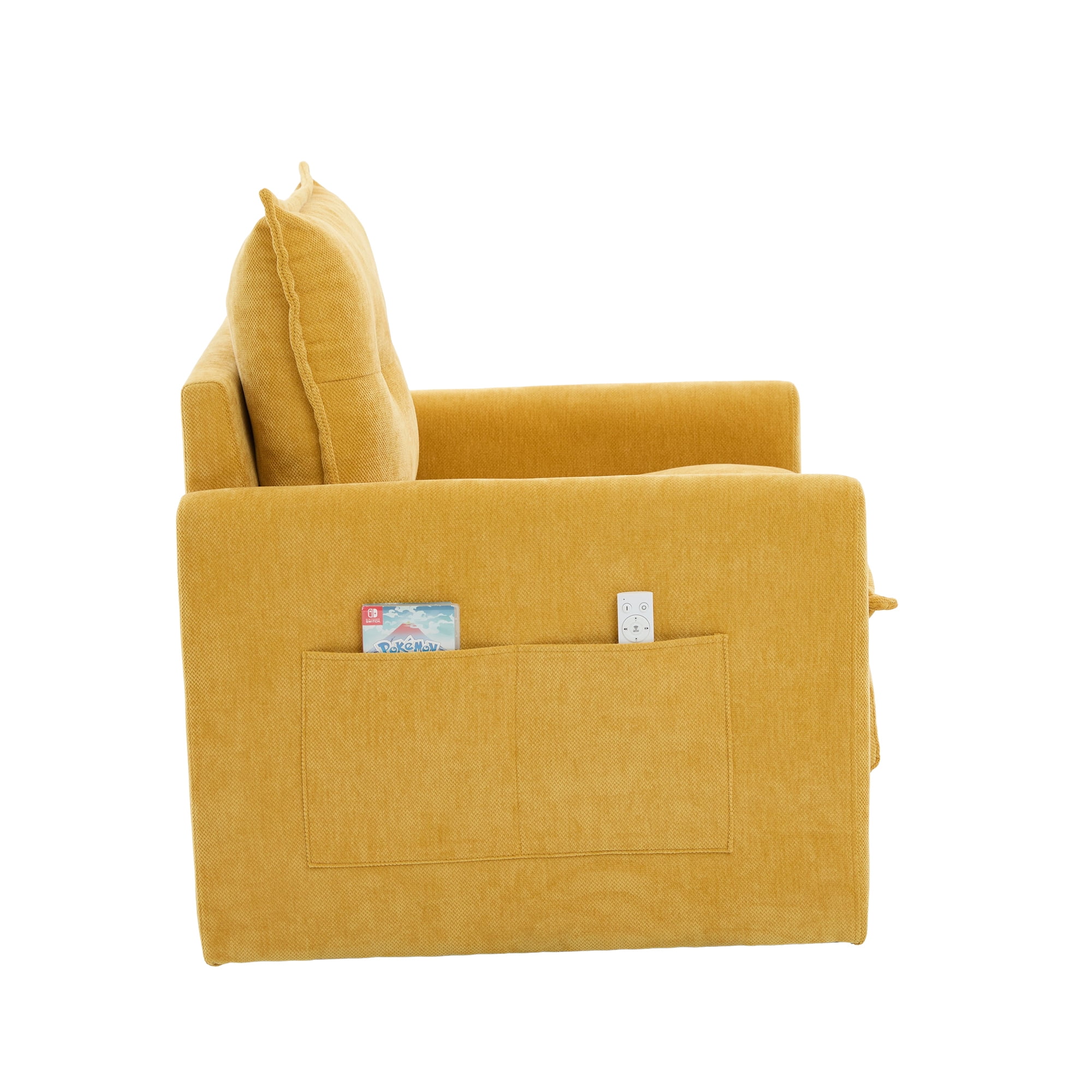 Leumius Swivel Accent Chair,Mid Century Modern Chenille Armchair with Thick Padded and Metal Base,Swivel Single Sofa Chair Barrel Reading Chair for Living Room Bedroom,Mustard Yellow