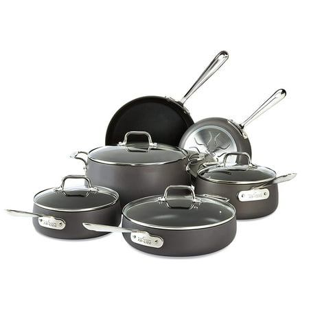 All-Clad E785SC64 Ha1 Nonstick Dishwasher Safe Cookware Set, 10-Piece, Black