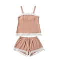 thumbnail image 3 of Pounoo Women's Two Piece Sets Spaghetti Strap Fringe Trim Cami Top and Shorts Bohemian Resort Lightweight Airy Relaxed Fit Vacation Outfits Gift, 3 of 9