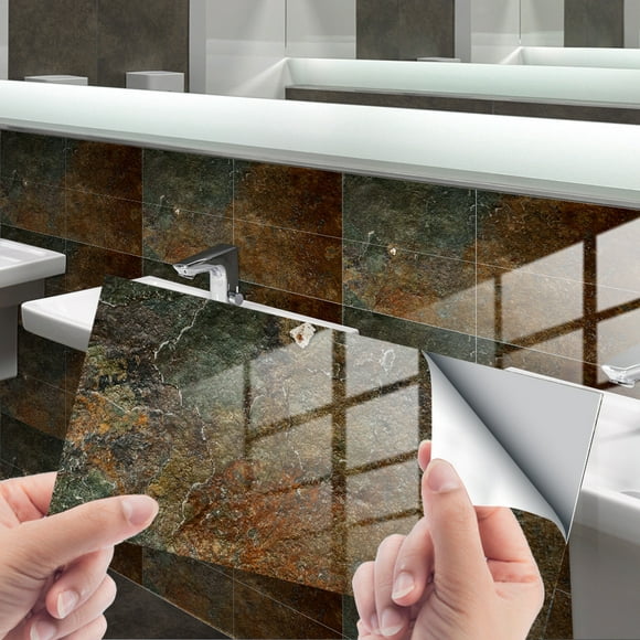 nipocaio Slate rock marble crystal grain film tile sticker Home Decor waterproof sticker floor wall sticker 16 sheets